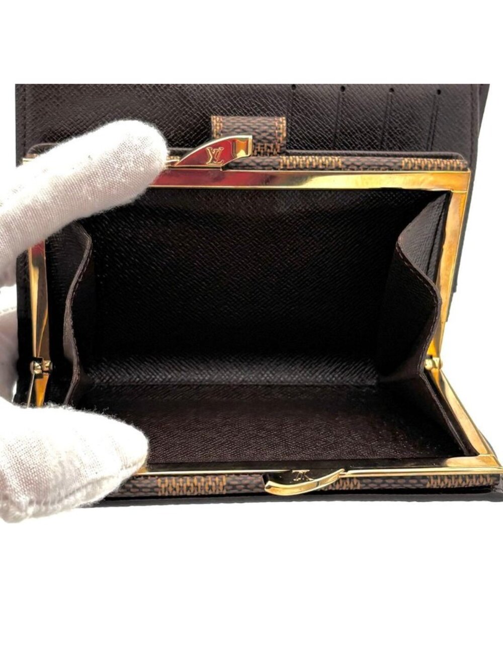 Louis Vuitton Wallet Kiss Lock Porte Monnaie Billets Viennois Damier Brown - Picture 4 of 11
